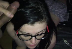 Girlfriend in glasses fellating